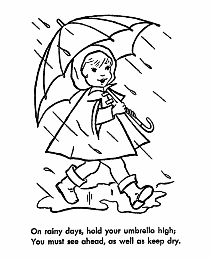 670x820 Umbrella Coloring Pages Girl In Rain