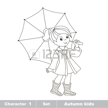 450x450 Vector Cartoon Character Playing Baby. Vector Autumn Girl