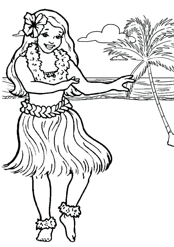 600x850 Wanted Hula Girl Coloring Page Beach Umbrella Pages Dancing