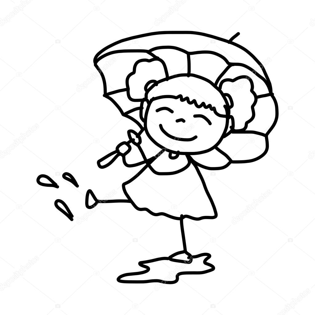 1024x1024 Cartoon Character Girl With Umbrella Stock Vector Atthameeni