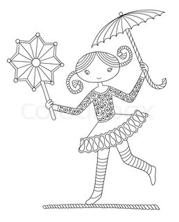 258x320 Colored Line Art Drawing Of Circus Theme