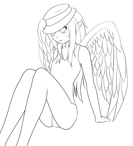 509x557 Wings Girl Lineart By X6wingsx