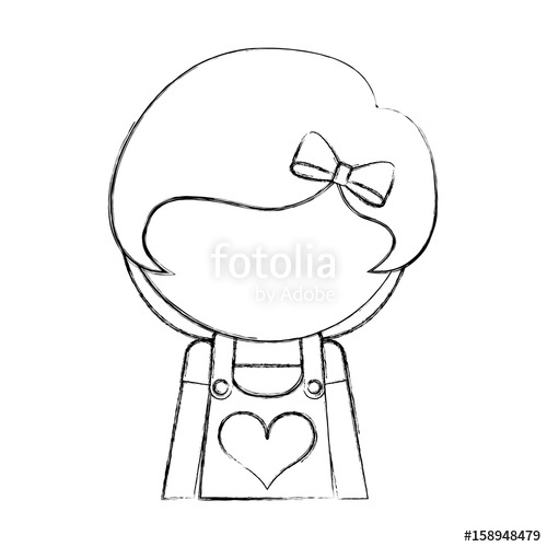 500x500 Sketch Draw Faceless Cute Upper Body Little Girl Vector