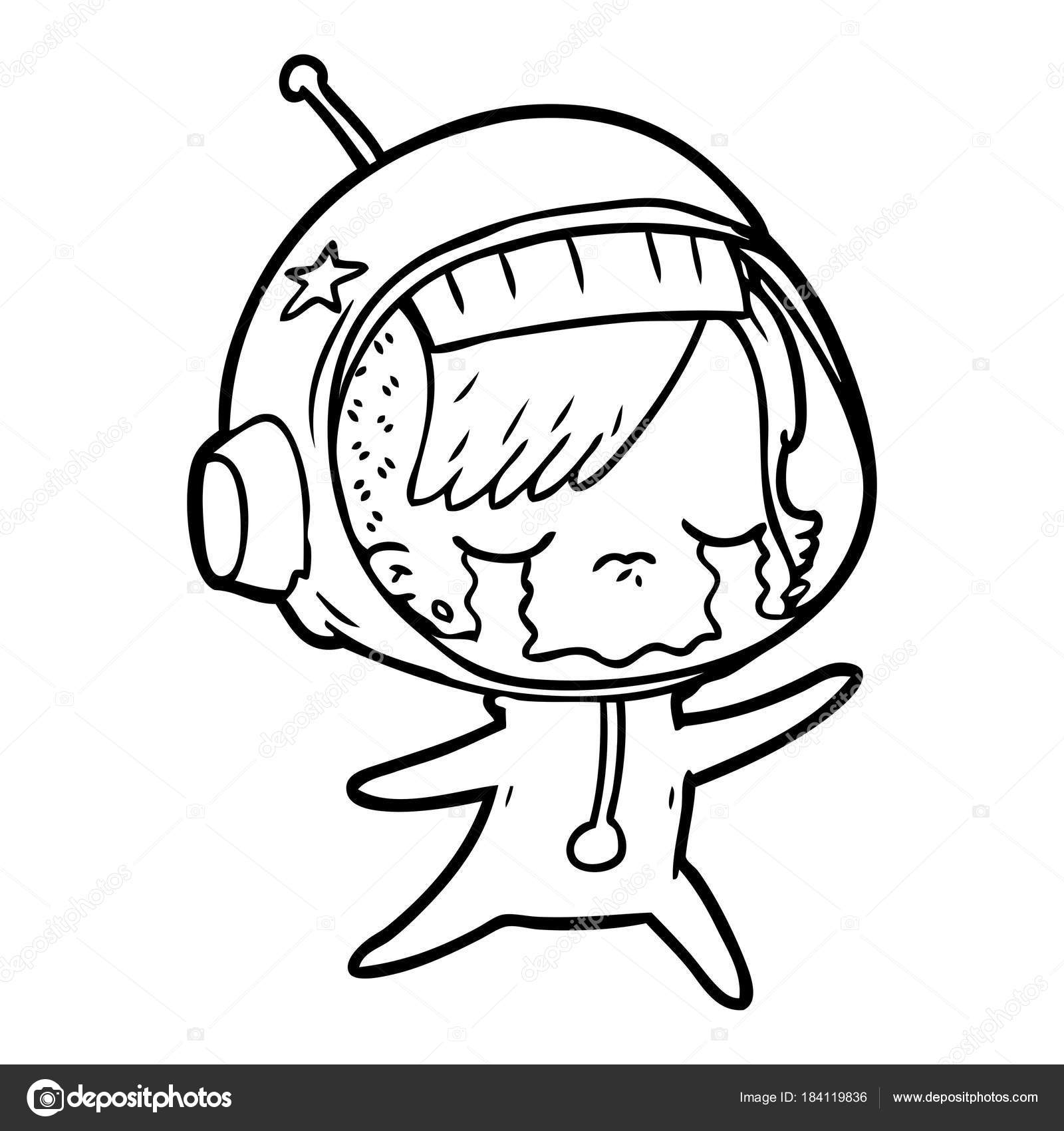 1600x1700 Cartoon Crying Astronaut Girl Stock Vector Lineartestpilot