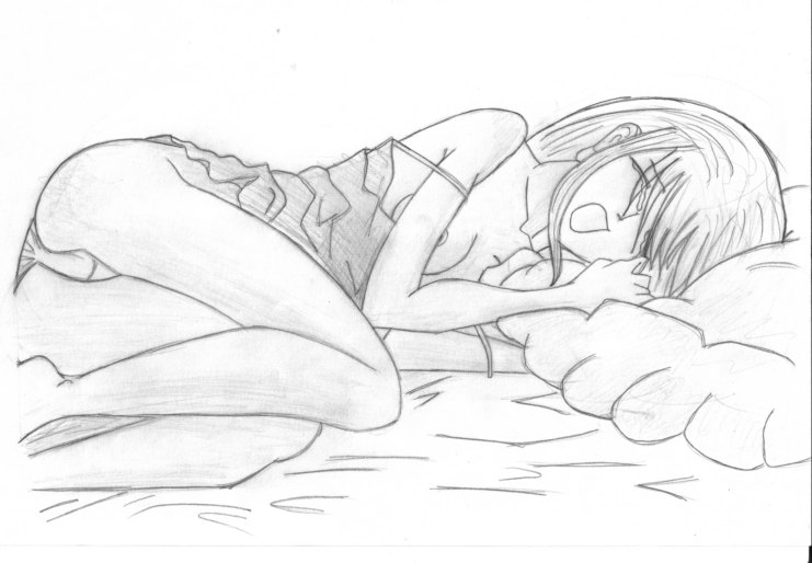 741x514 Crying Anime Girl Bed By Cyborgmermaid