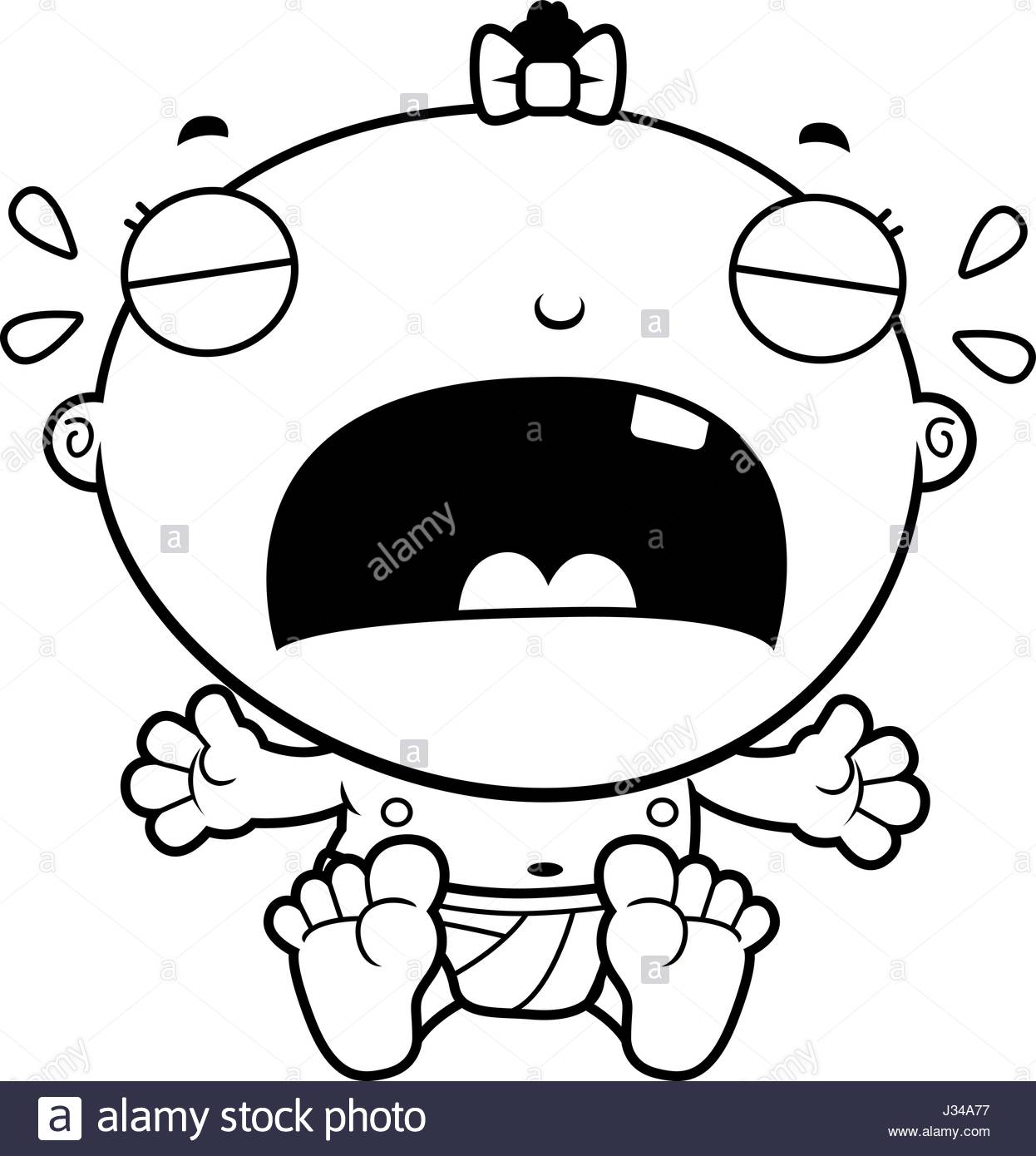 1246x1390 A Cartoon Illustration Of A Baby Girl Crying Stock Vector Art