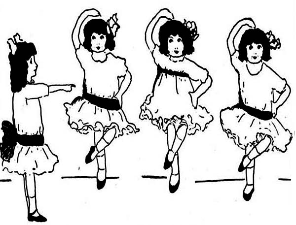600x457 Group Of Little Girls Learn Ballet Dance Coloring Page Coloring Sun
