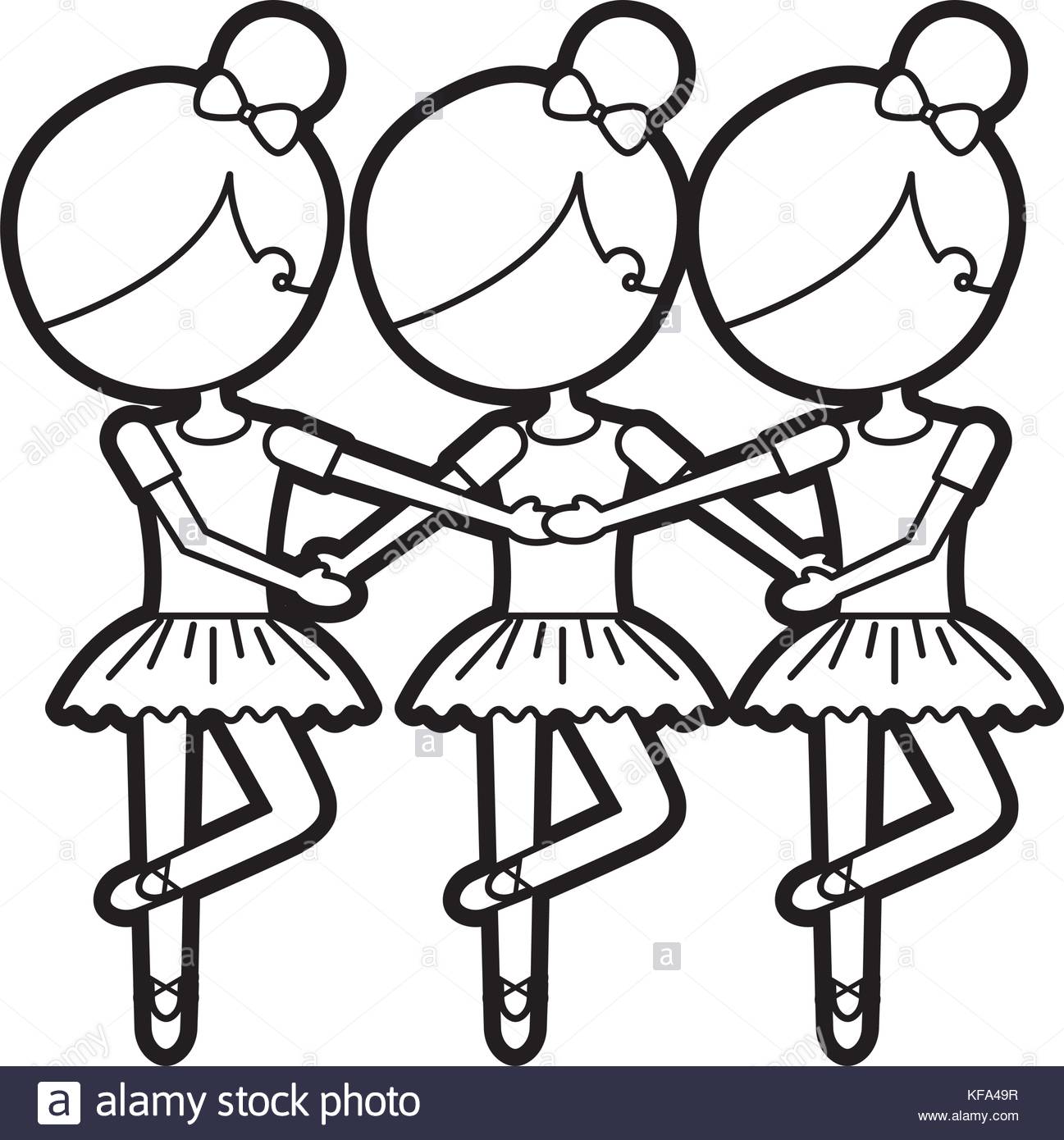 1297x1390 Three Girls Dancing Ballet Classic Practice Stock Vector Art