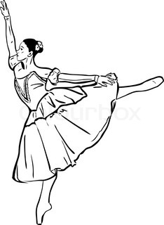 234x320 Black And White Vector Sketch Of A Girl Dancing The Cancan Skirt