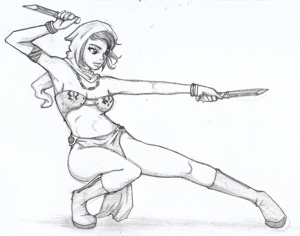 1024x804 Just Girl With Dual Knife By Andhikaichsan