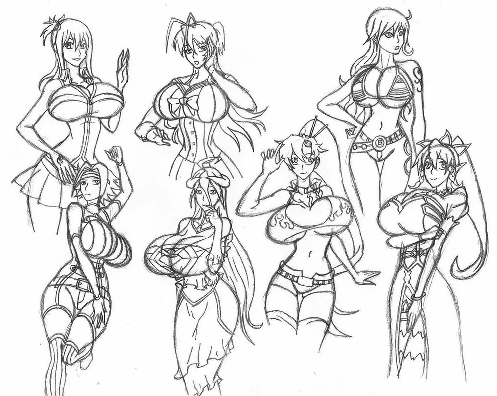 1001x797 Anime Girls Sketches By Lockdownthedeath