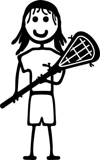 344x550 Stick Family Girl Lacrosse Player 4 Tall Red Decal