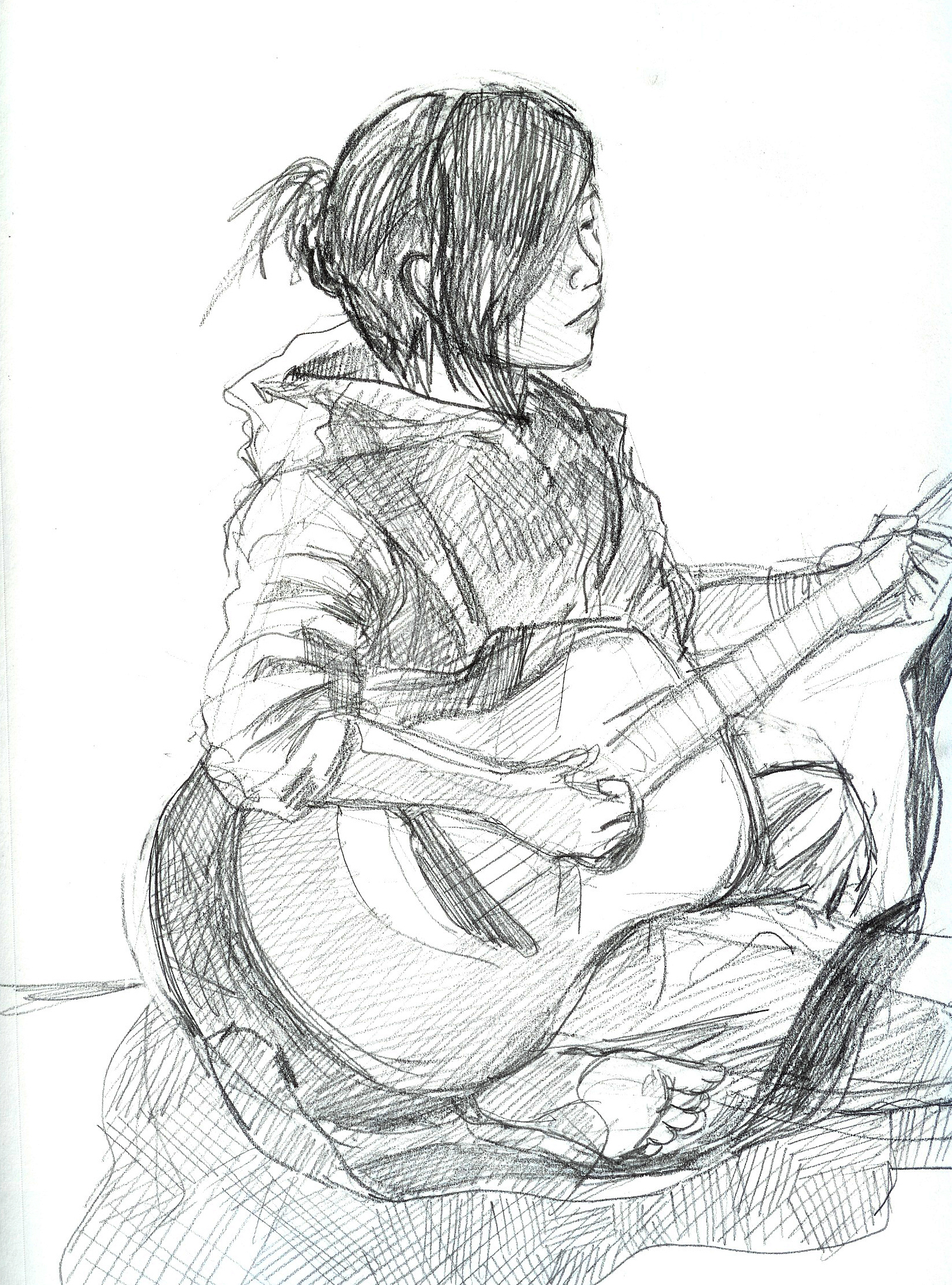 1654x2232 Pencil Sketch Of Girl With Guitar Sketches Of Girl With Guitar