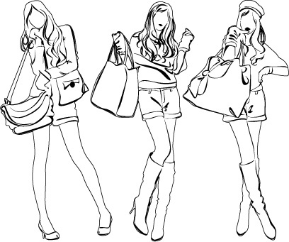408x341 Sketch Of Fashion Girl Dress Free Vector Download (9,608 Free