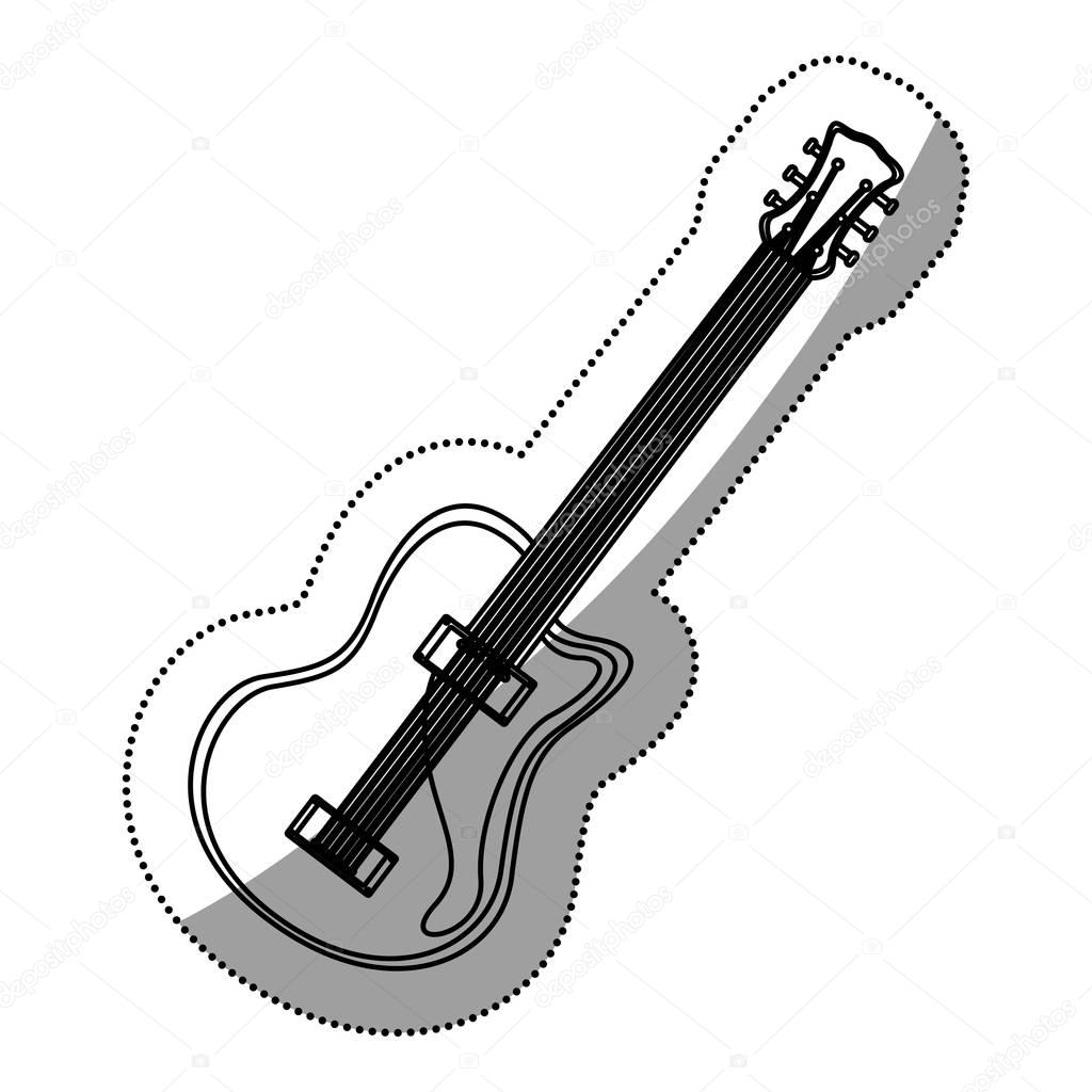 1024x1024 Monochromatyczne Kontur Sylwetka Z Gitara Elektryczna Grafika