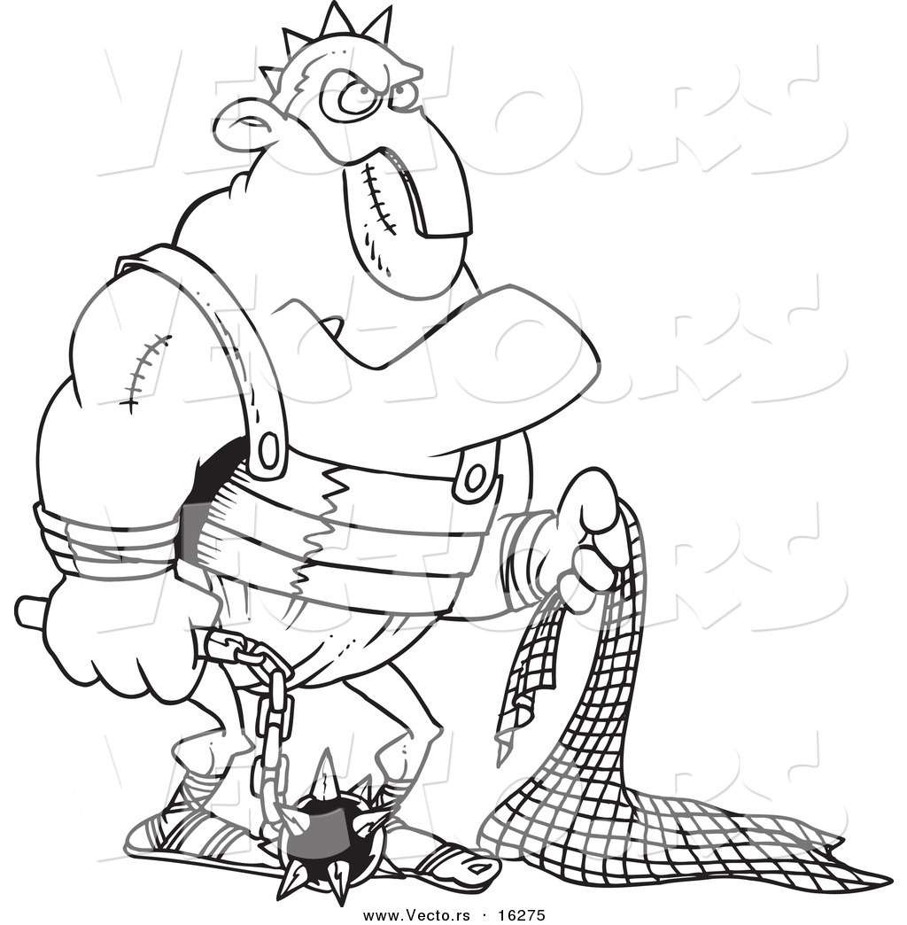 1024x1044 Vector Of A Cartoon Gladiator Holding A Net And Flail