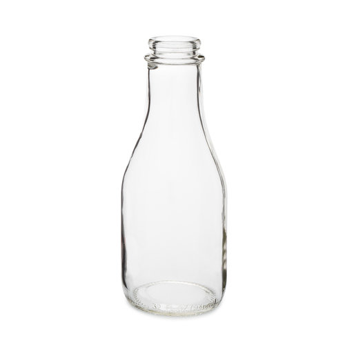 500x500 17 Oz Clear Glass Tall Milk Bottles (Cap Not Included)