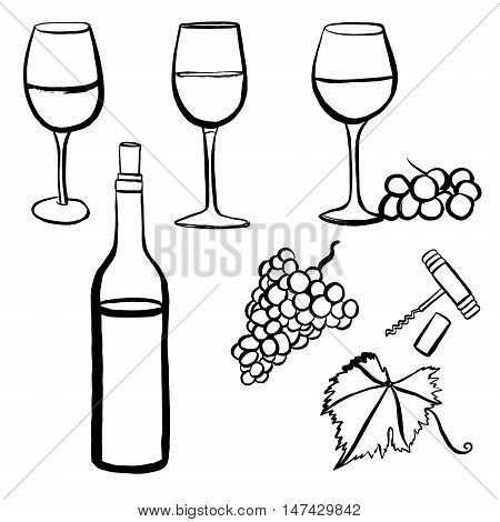 450x470 Vector Set Freehand Drawings Wine Vector Amp Photo Bigstock