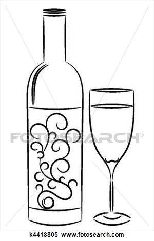 300x470 Wine Bottle And Glass View Large Illustration Embordiary