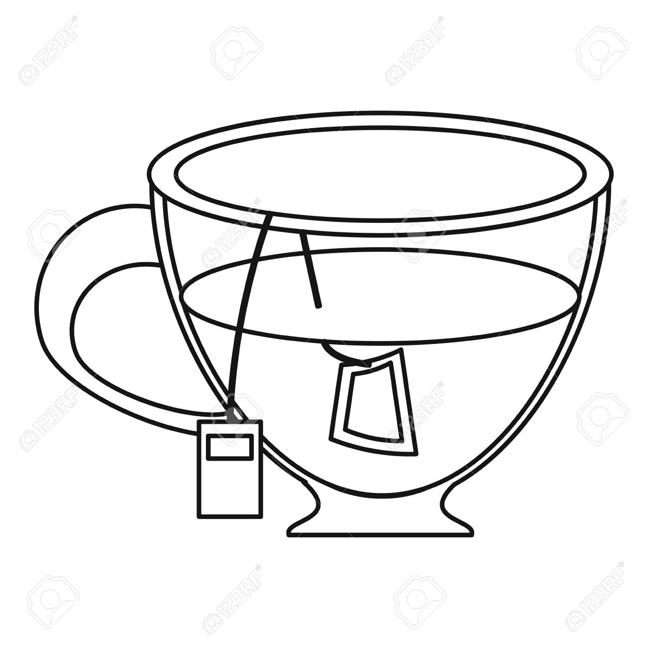 1300x1300 Glass Cup Tea Fresh Thin Line Vector Illustration Royalty Free