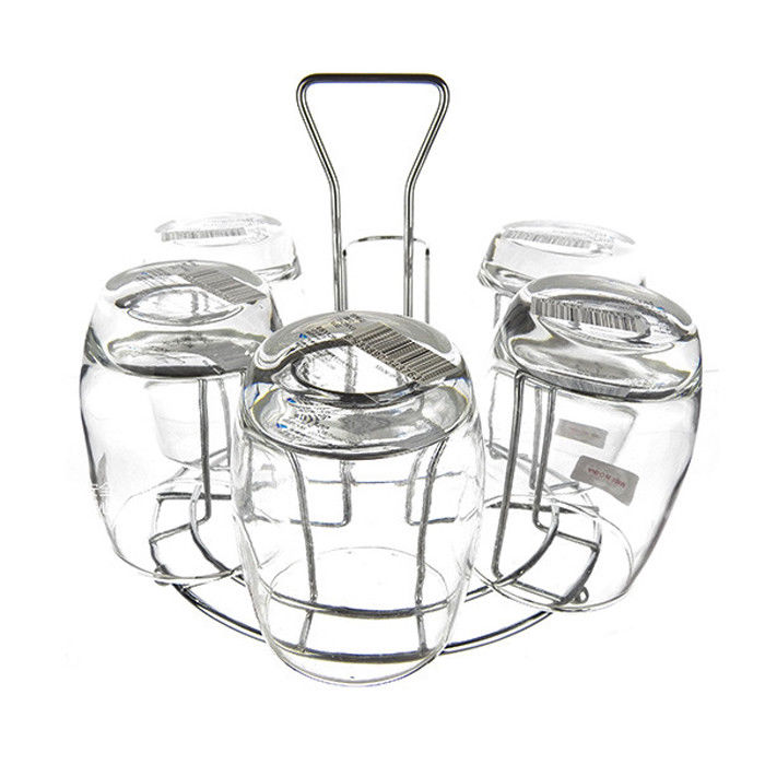 700x700 6 Cups Glass Cups Holder Coffee Tea Glass Cup Rack Storage Stand