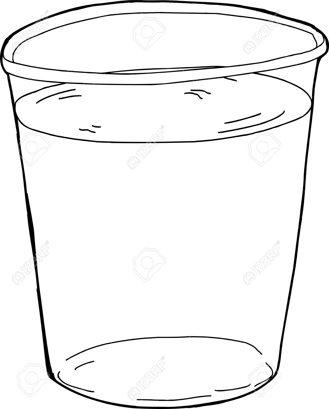 1046x1300 Outlined Single Plastic Cup Full Of Water Royalty Free Cliparts