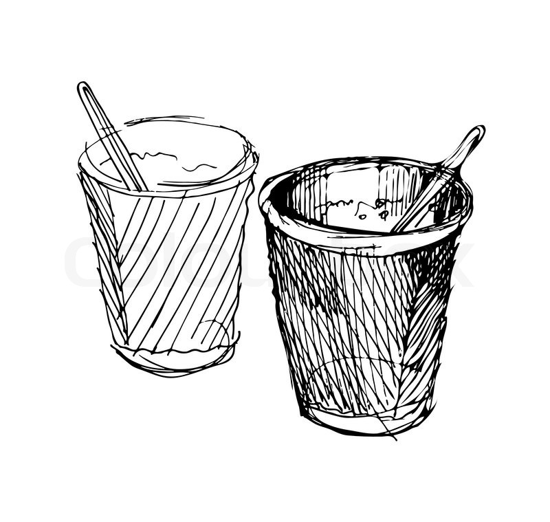 800x759 Sketch Of Two Paper Cup With Coffee Stock Vector Colourbox