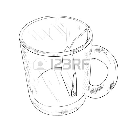 450x450 Vector Sketch Of A Glass Cup With A Spoon. Hand Draw Illustration