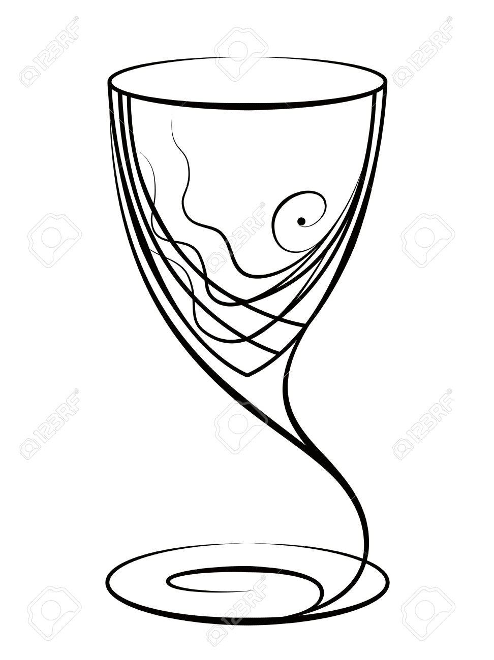 972x1300 Graphic Drawing Of A Glass For Wine Stock Photo, Picture