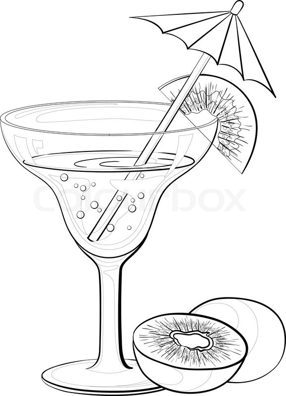 578x800 Transparent Glass With Drink, Kiwifruit And Straw With Umbrella