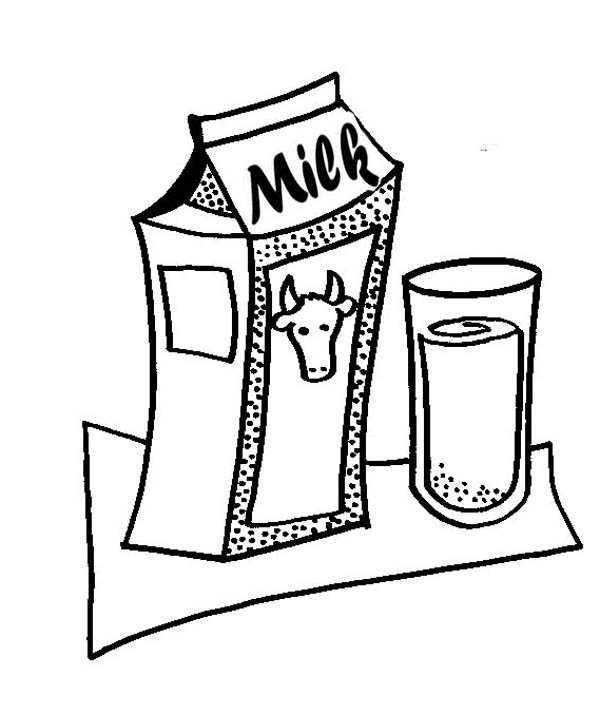600x715 Milk Carton And Glass Of Delicious Milk Coloring Page
