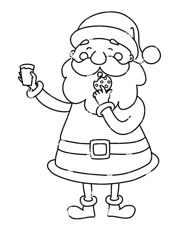585x755 Black Santa Claus Holding Glass Of Milk Eating Cookie Clipart