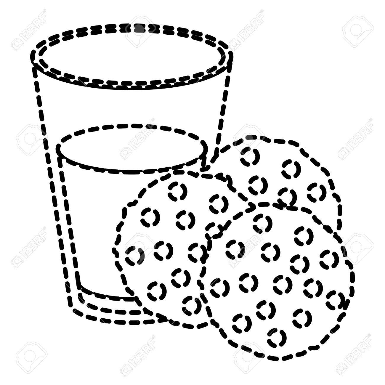 1300x1300 Chocolate Chip Cookies With Glass Of Milk Dotted Silhouette