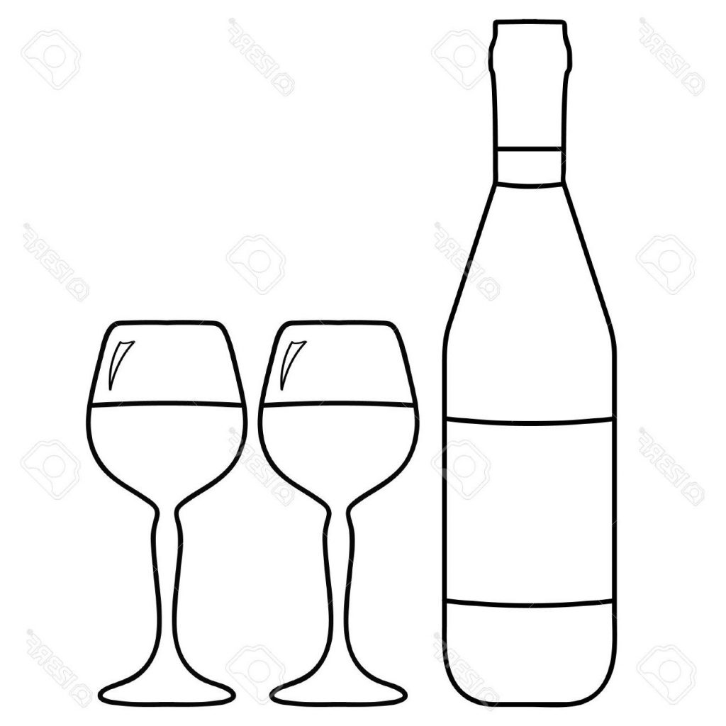 1024x1024 Best Hd Vector Illustration Of Wine Bottle And Two Glasses With Photos