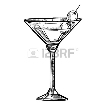 450x450 Glass Of Wine Freehand Pencil Drawing Isolated On White Background