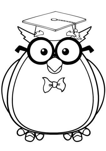 339x480 Wise Owl With Glasses And Graduate Cap Coloring Page Free