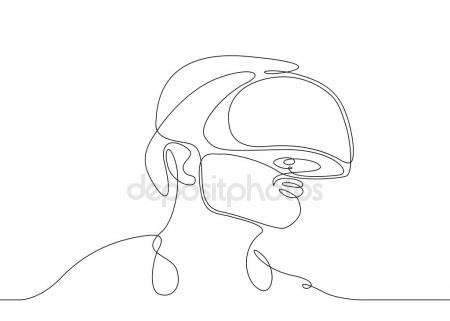 450x321 Continuous Line Drawing Man In Glasses Device Virtual Reality