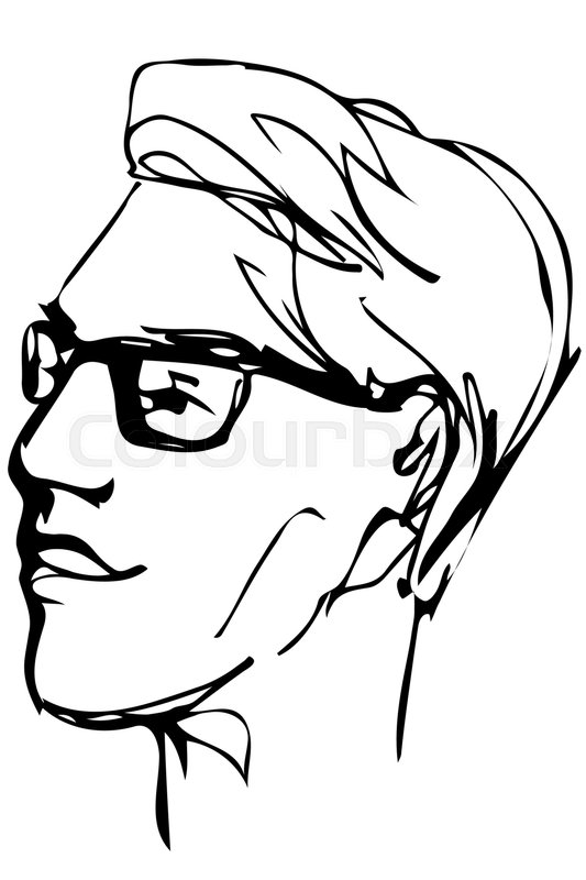 533x800 Black And White Vector Sketch Of The Face Of An Adult Male