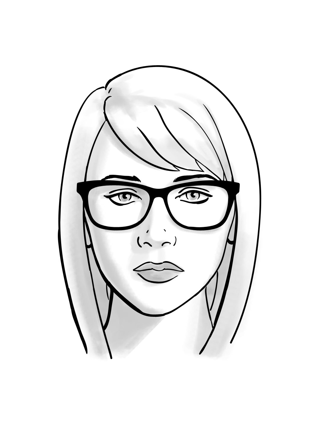 1100x1424 Oblong Face Shape Female Sketch