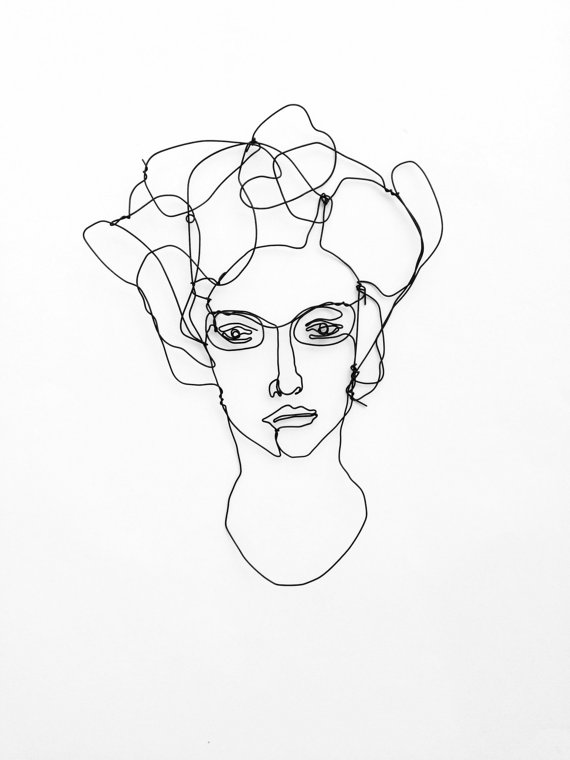 570x760 Wire Wall Art Unusual Portrait Of Woman With Glasses Face