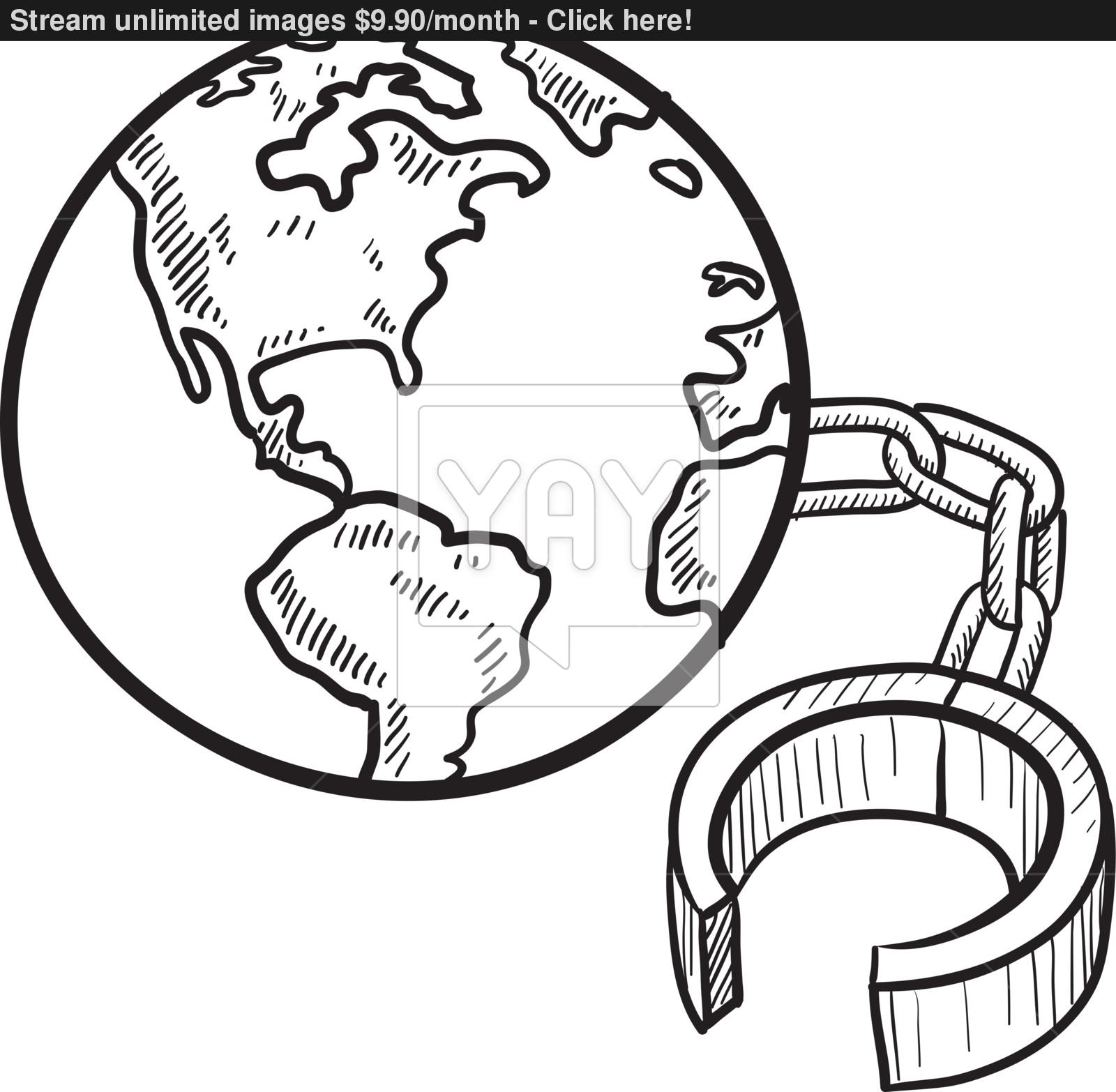 1600x1566 Global Ball And Chain Vector Sketch Vector
