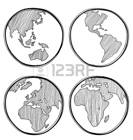 428x450 Vector Illustration Of Hand Drawn Global Royalty Free Cliparts