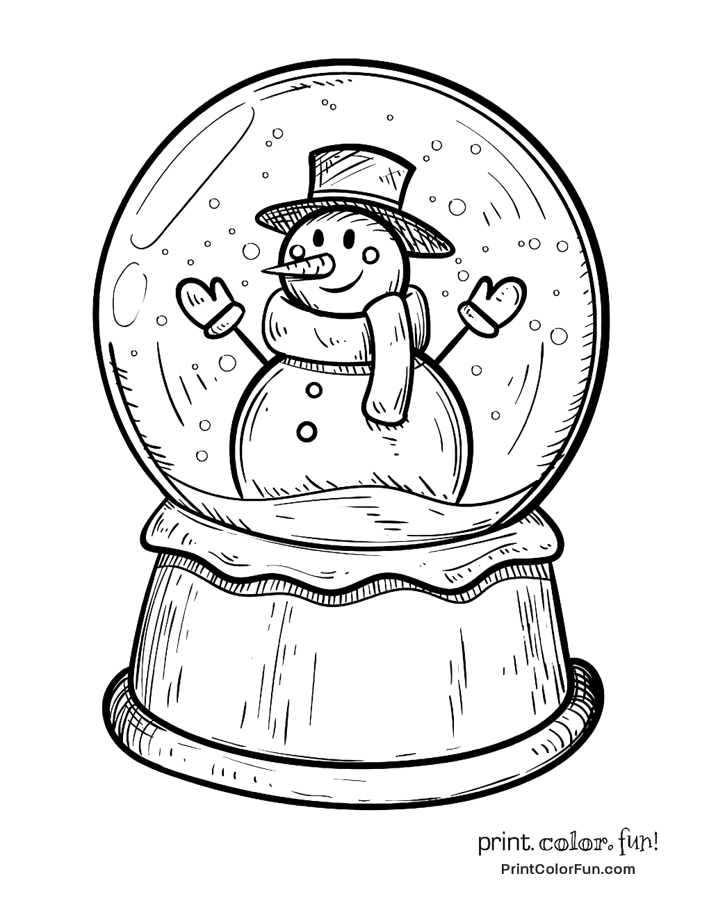 1020x1320 Winter Snow Globe With Snowman Coloring Page