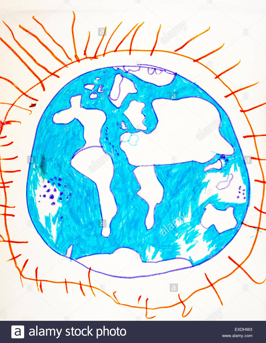 1079x1390 Drawing, Map Of The World, Globe, Drawn By Six Year Old School