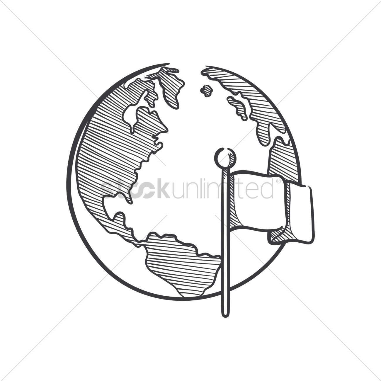 1300x1300 Globe And Flag Pole Vector Image