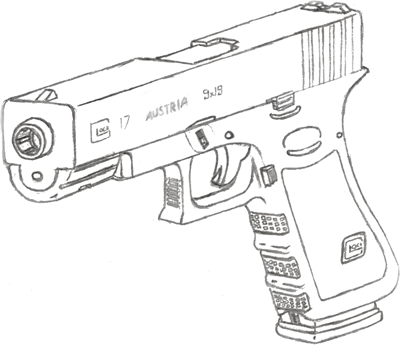 400x347 Glock 17 Drawing By Fewes