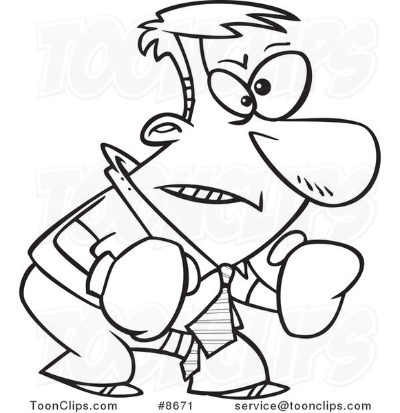 581x600 Cartoon Black And White Line Drawing Of A Confrontational Business