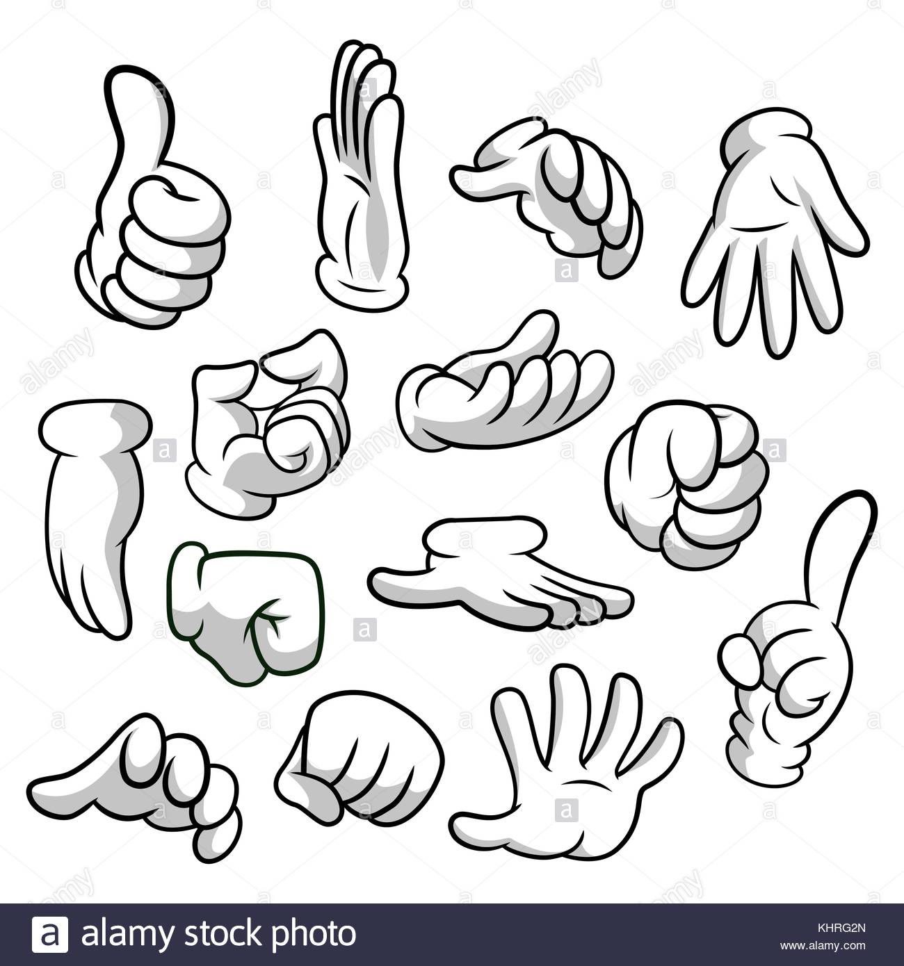 1300x1390 Cartoon Hands With Gloves Icon Set Isolated On White Background