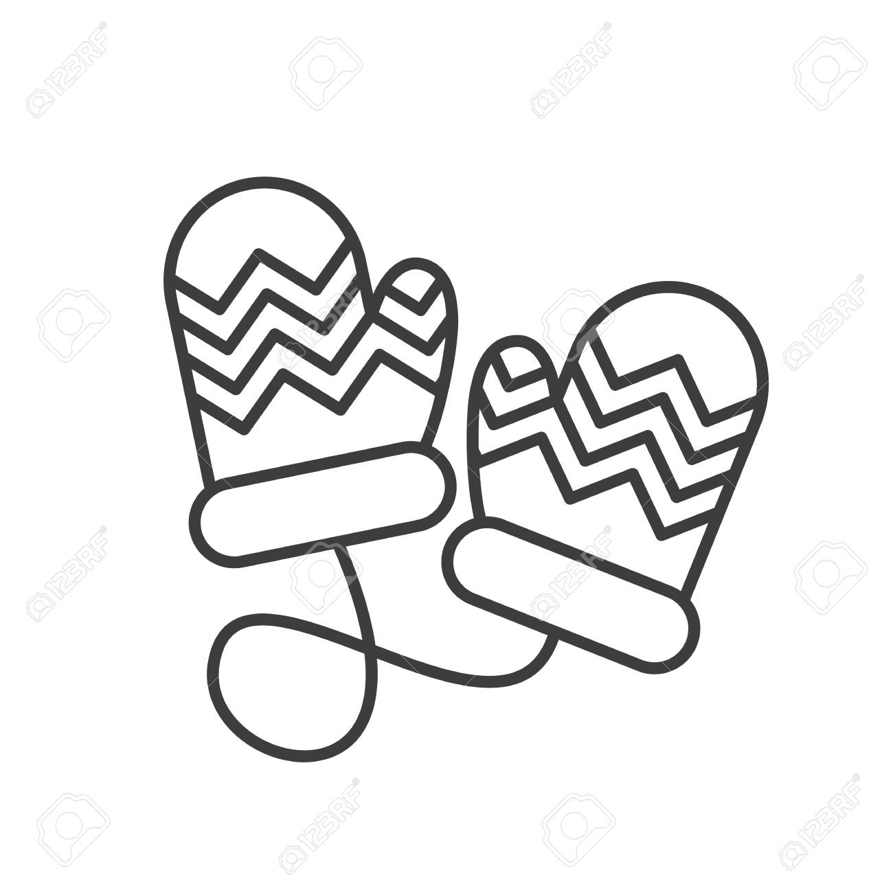 1300x1300 Winter Mittens Linear Icon. Thin Line Illustration. Children
