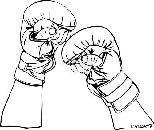 500x420 Contour Drawing Of Hands In Boxing Gloves Stock Image And Royalty